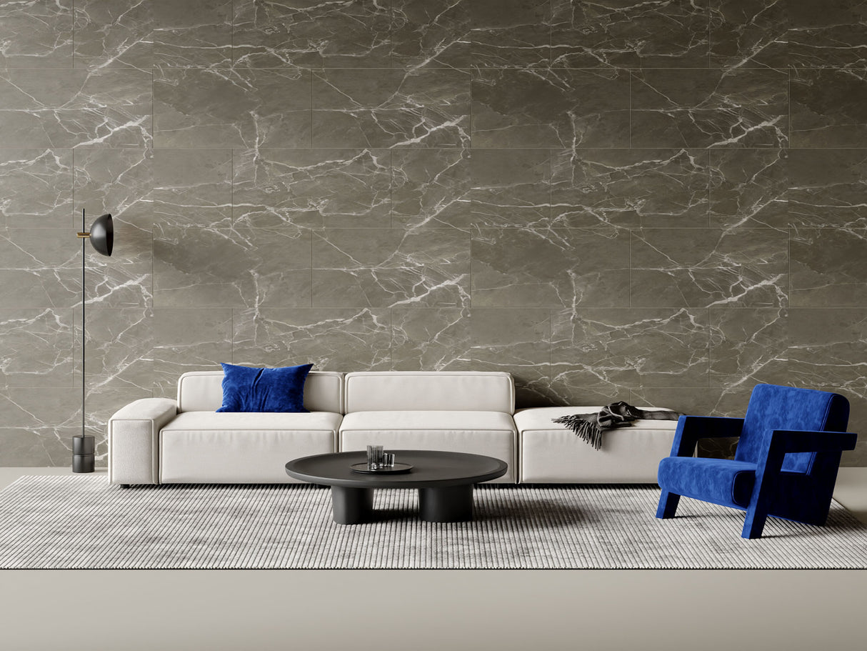 SPC-Wandverkleidung Marmor Anthrazit 800x400mm