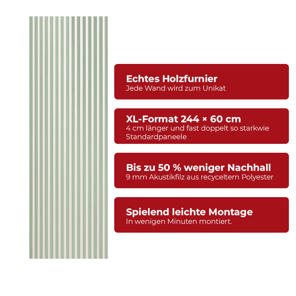 Akustikpaneel Premium Salbei – Filz Beige 244 × 60 cm