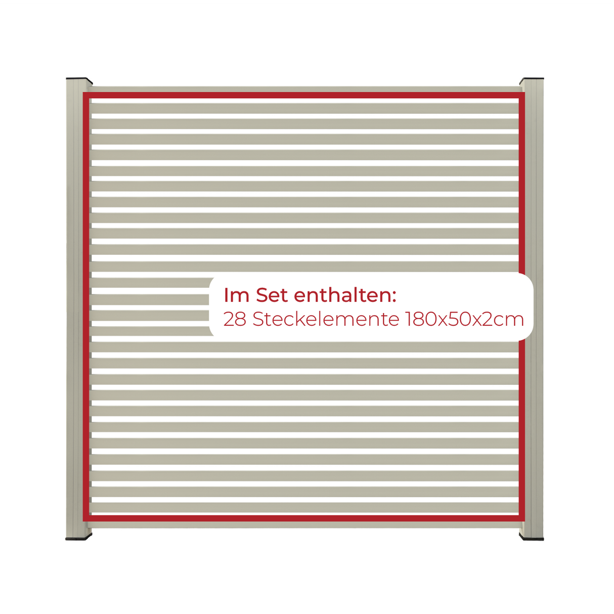 ModuLine Aluzaun MARIO Rechteck schmal, Seidengrau