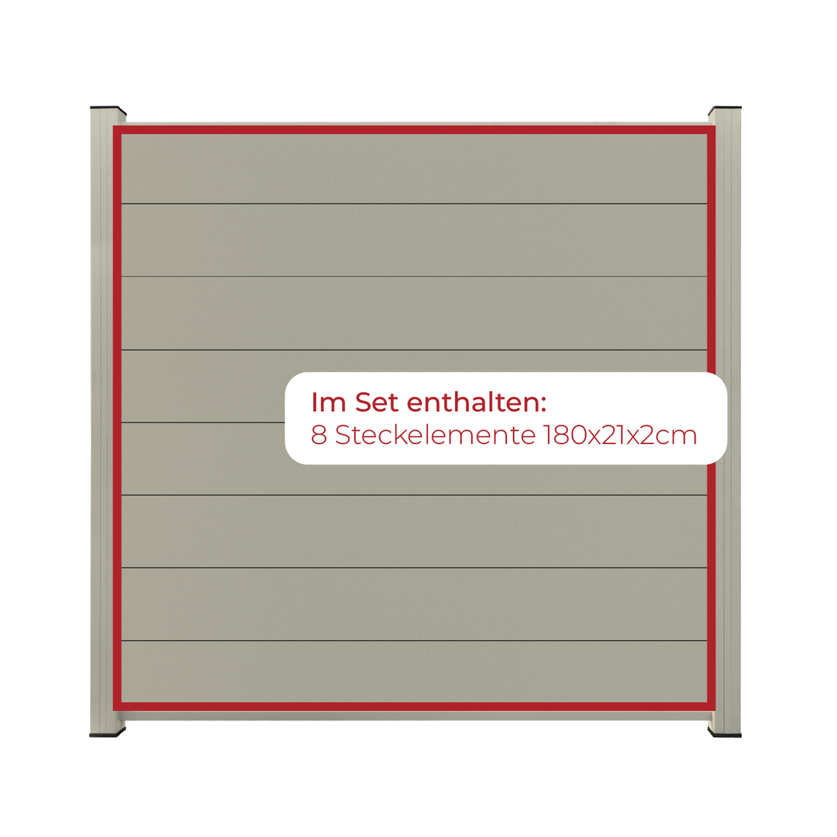 ModuLine ALU-Zaunprofil Komplettset MARIO / Seidengrau