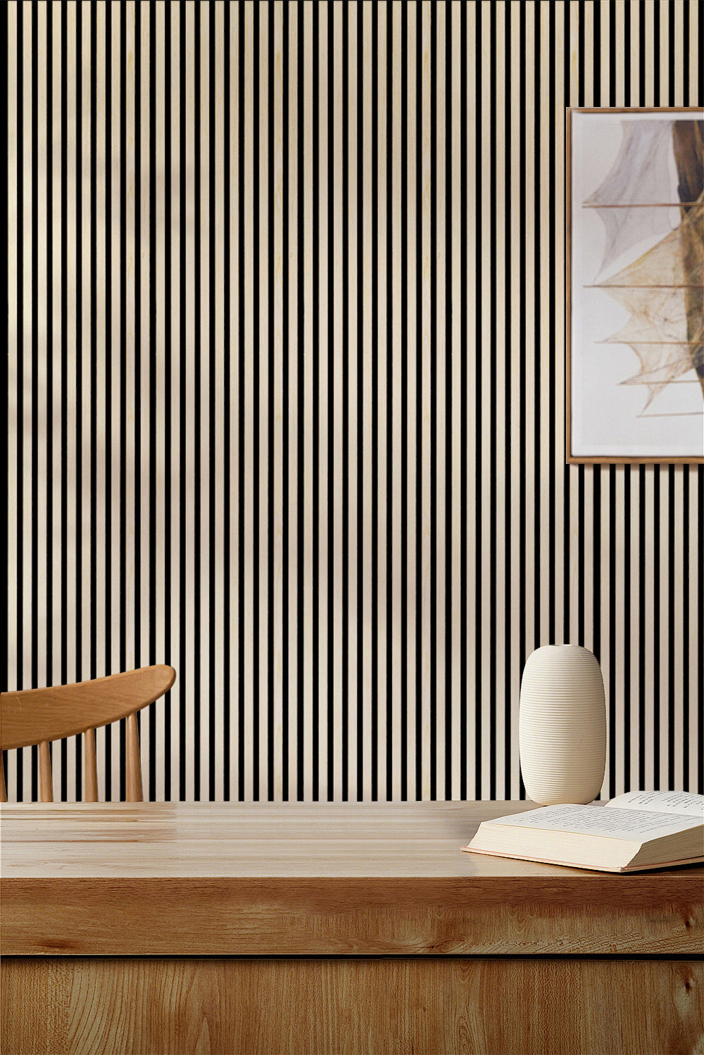Akustikpaneel Premium Kiefer – Filz Schwarz 244 × 60 cm