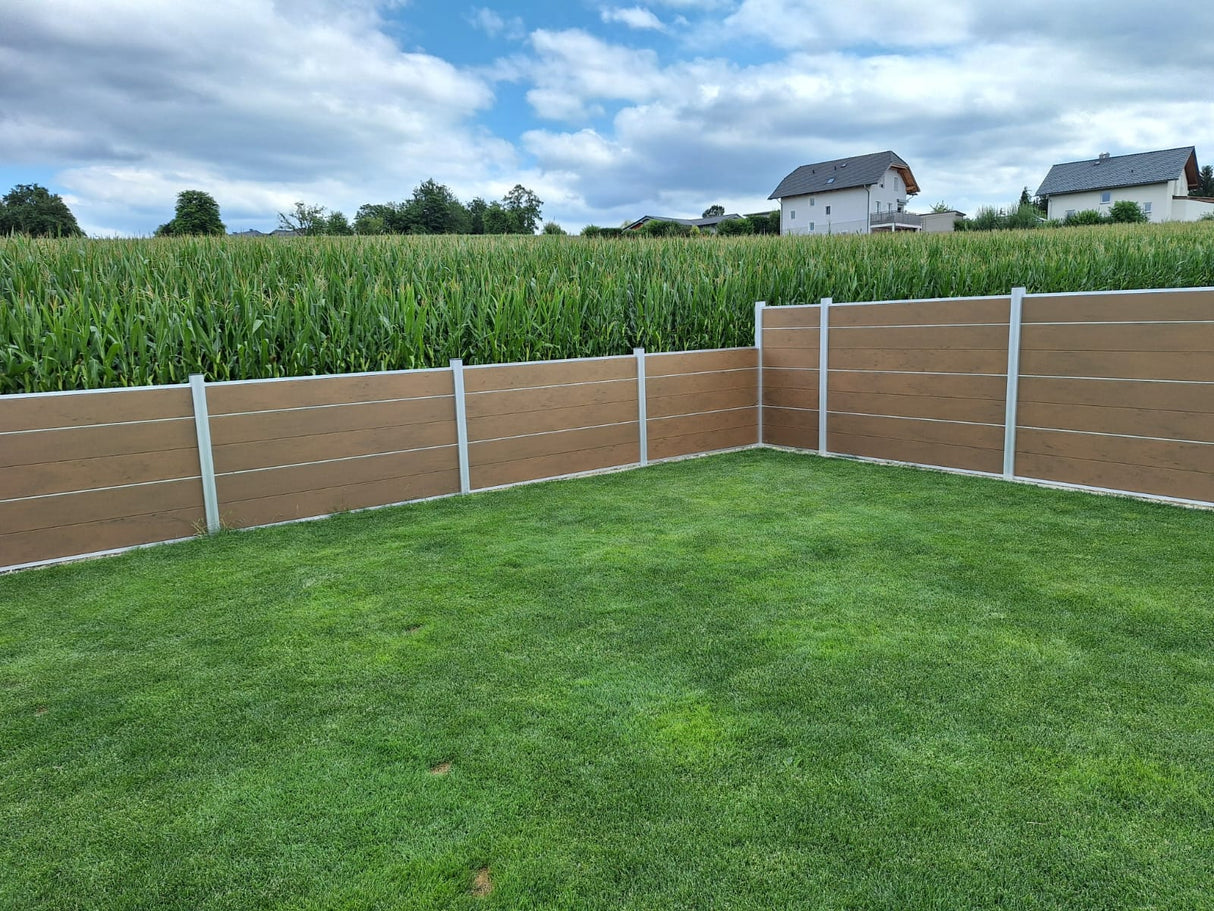 WPC Sichtschutzzaun ENZO Muskat - Design Seidengrau