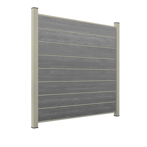WPC Sichtschutzzaun ENZO Basalt - Design Seidengrau