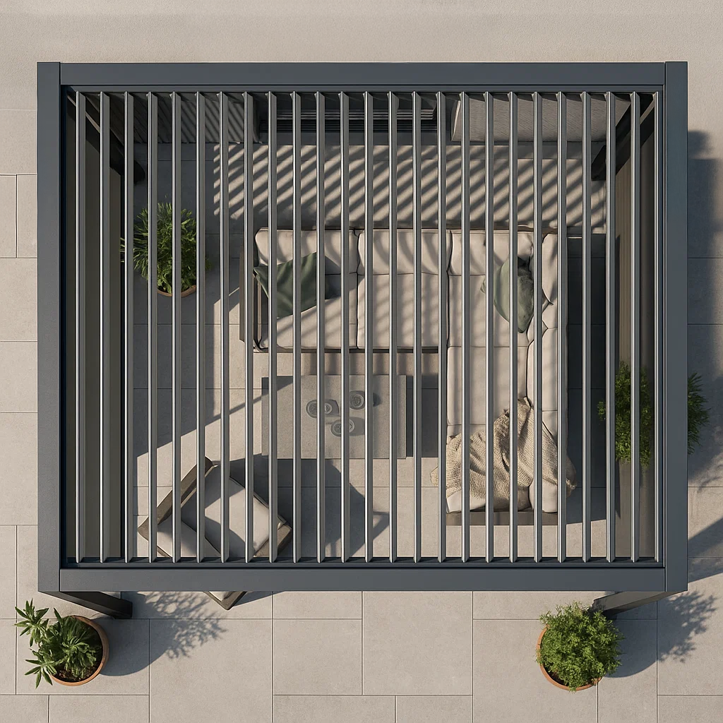 SkyShade Pro 3x4m Aluminium-Pergola mit LED & App-Steuerung – Anthrazit