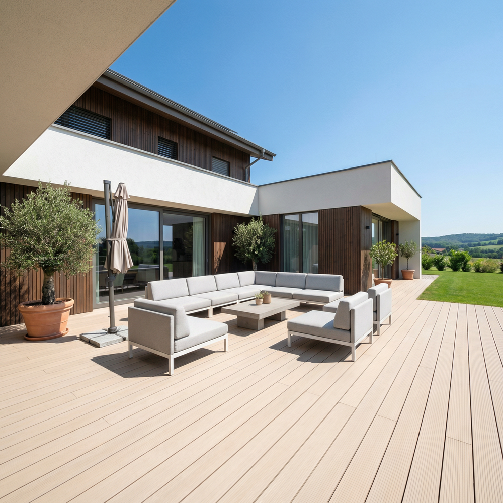 WPC Terrassendiele Massiv ECO Creme