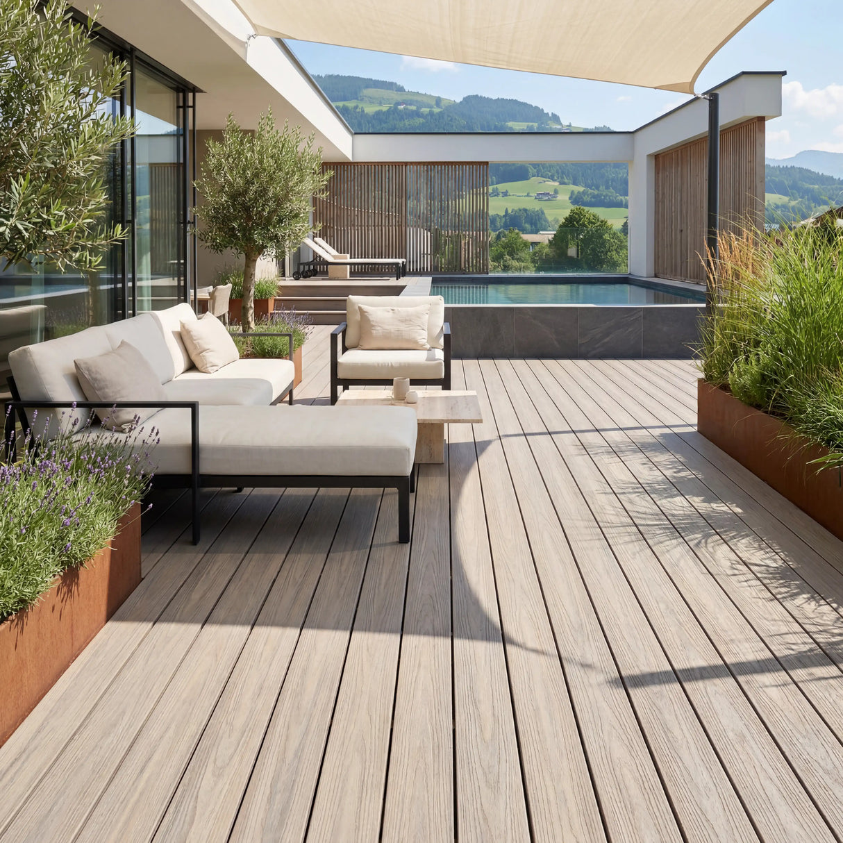 WPC Terrassendiele Hohlkammer Basic Seide