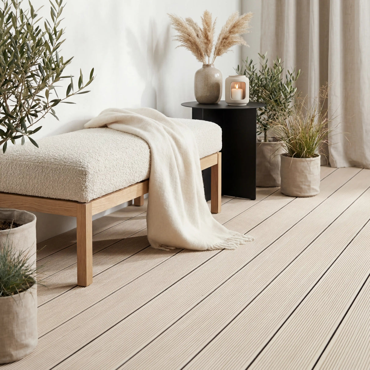 WPC Terrassendiele Massiv ECO Creme