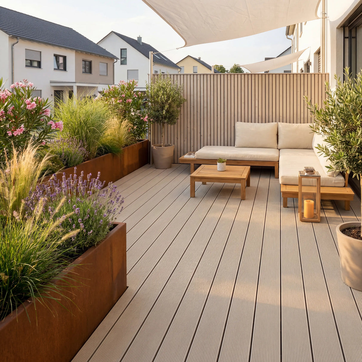 WPC Terrassendiele Massiv ECO Creme