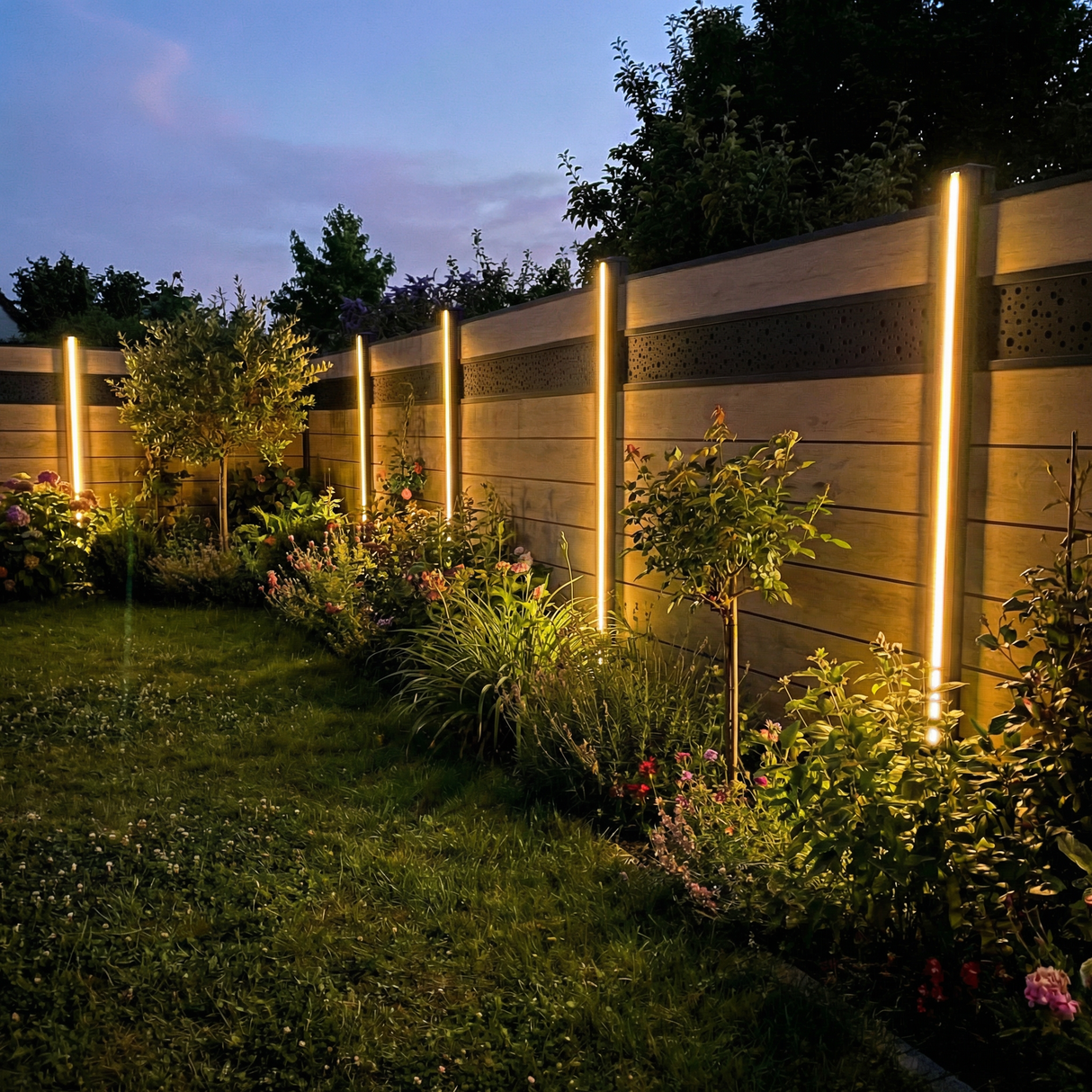 LED-Lichtleiste für WPC -und ALU Sichtschutzzaun inkl. Solarkappe