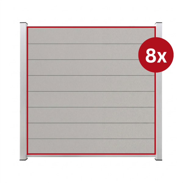 ModuLine Alu-Zaunprofil MARIO in Seidengrau (8er Set)