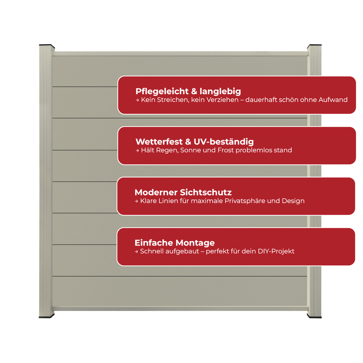 ModuLine ALU-Zaunprofil Komplettset MARIO / Seidengrau