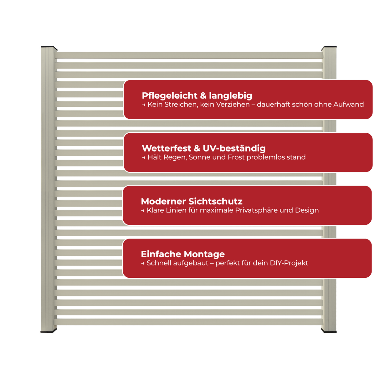 ModuLine Aluzaun MARIO Rechteck schmal, Seidengrau