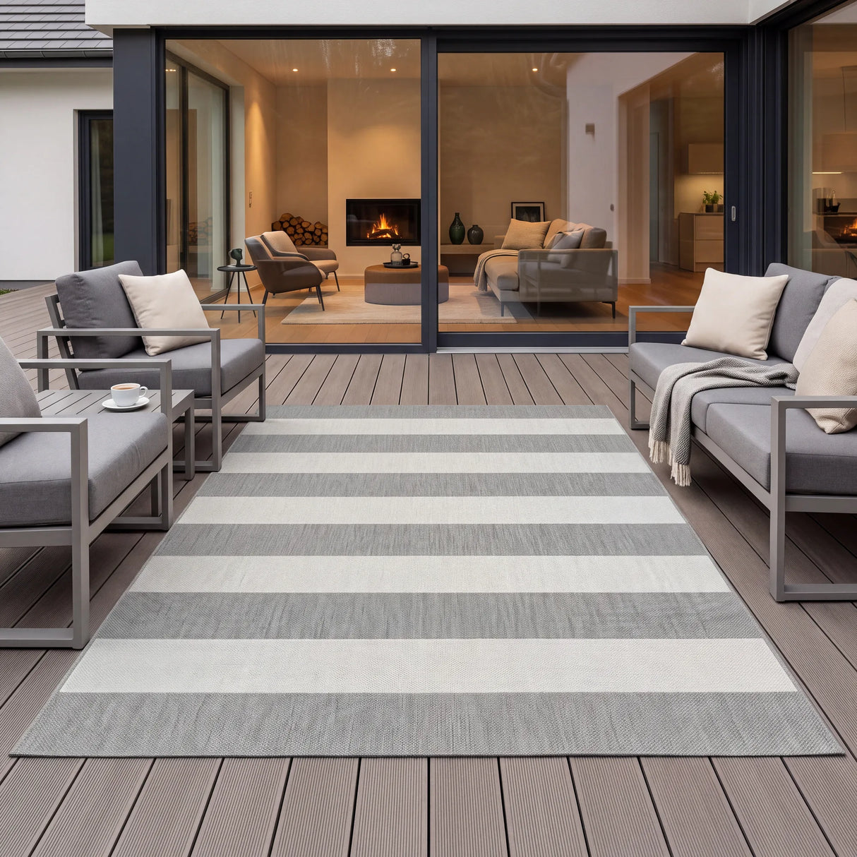 In- & Outdoor-Teppich Linear Grey waschbar