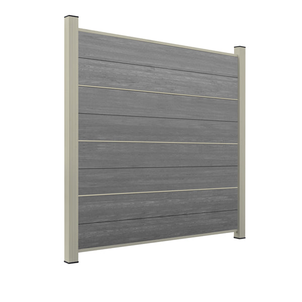 WPC Sichtschutzzaun ENZO Basalt - Design Seidengrau