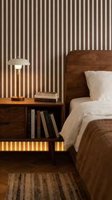Akustikpaneel Premium Walnuss – Filz Beige 244 × 60 cm