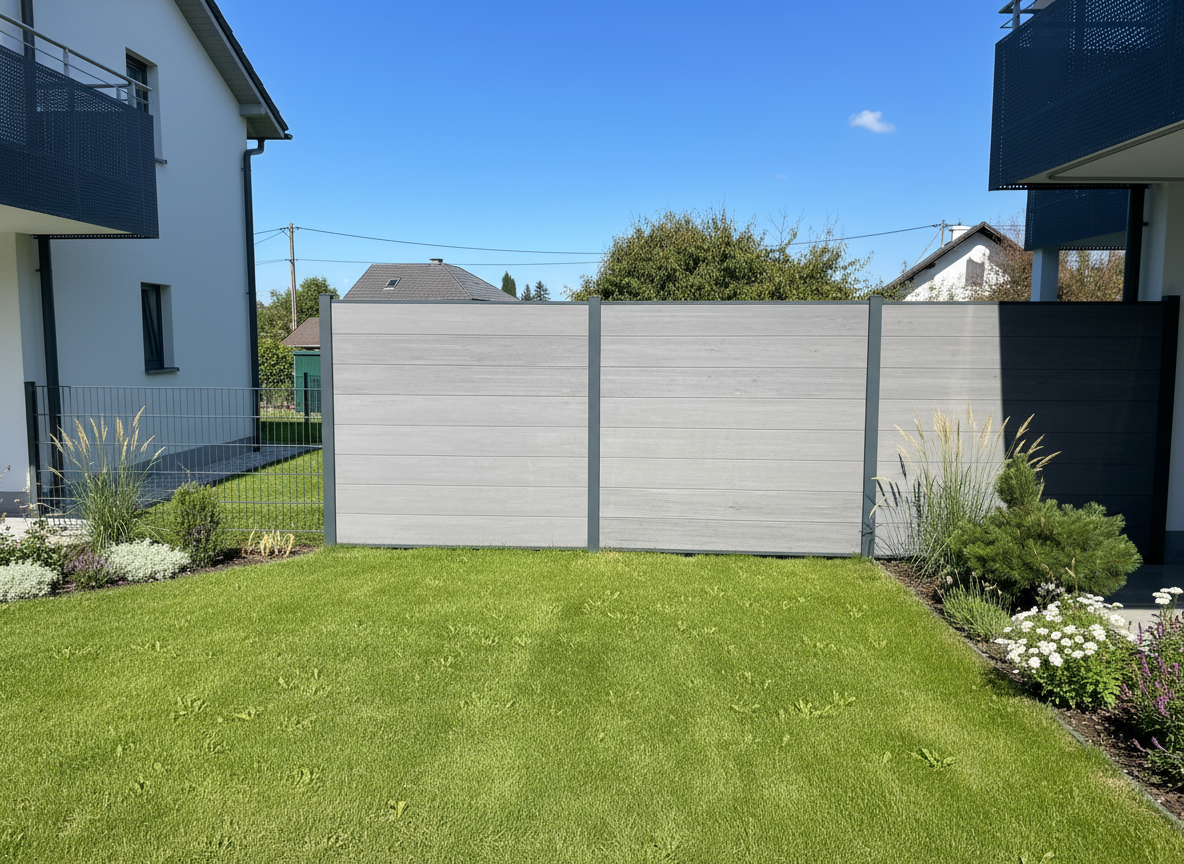 WPC Sichtschutzzaun ENZO Basalt - Standard Seidengrau