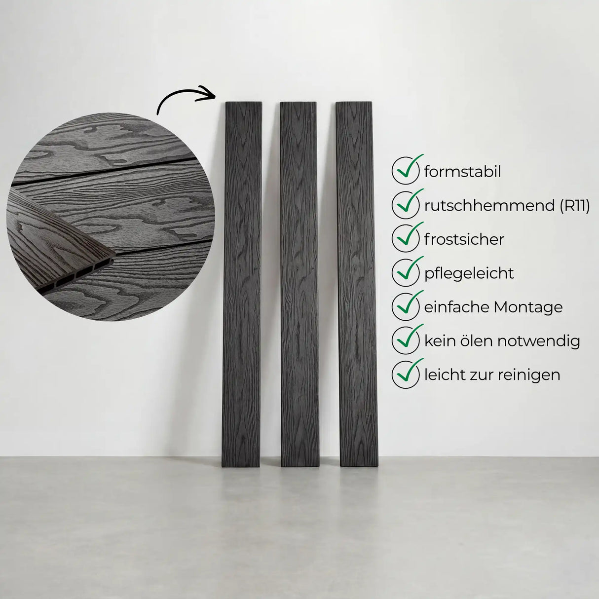 WPC Terrassendiele Hohlkammer Basic Schiefer