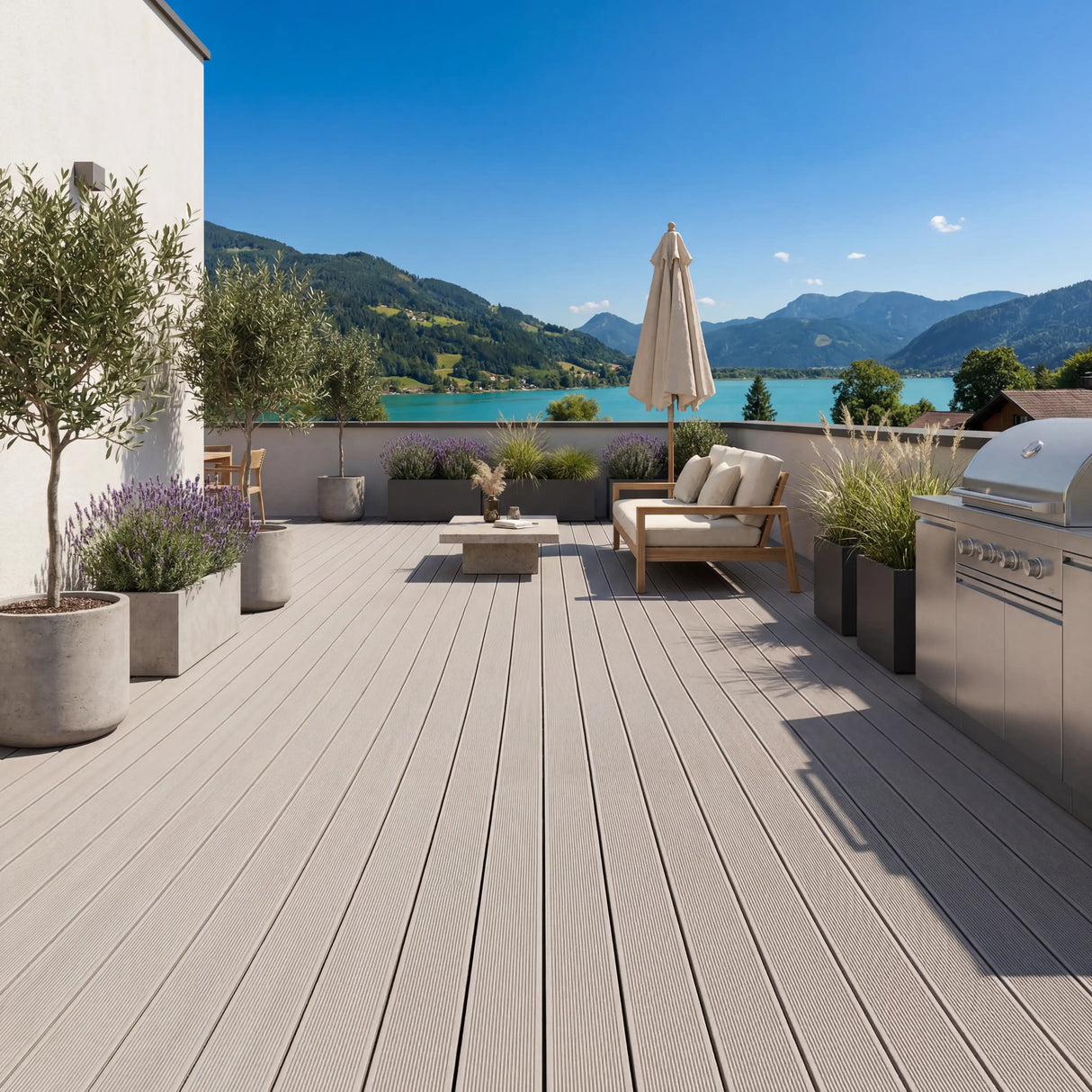 WPC Terrassendiele Hohlkammer Basic Seide