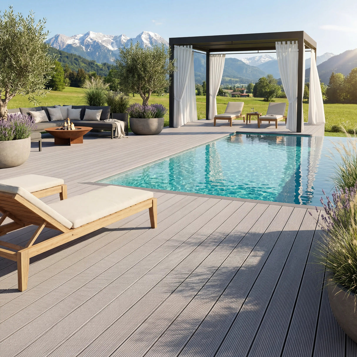 WPC Terrassendiele Hohlkammer Basic Seide