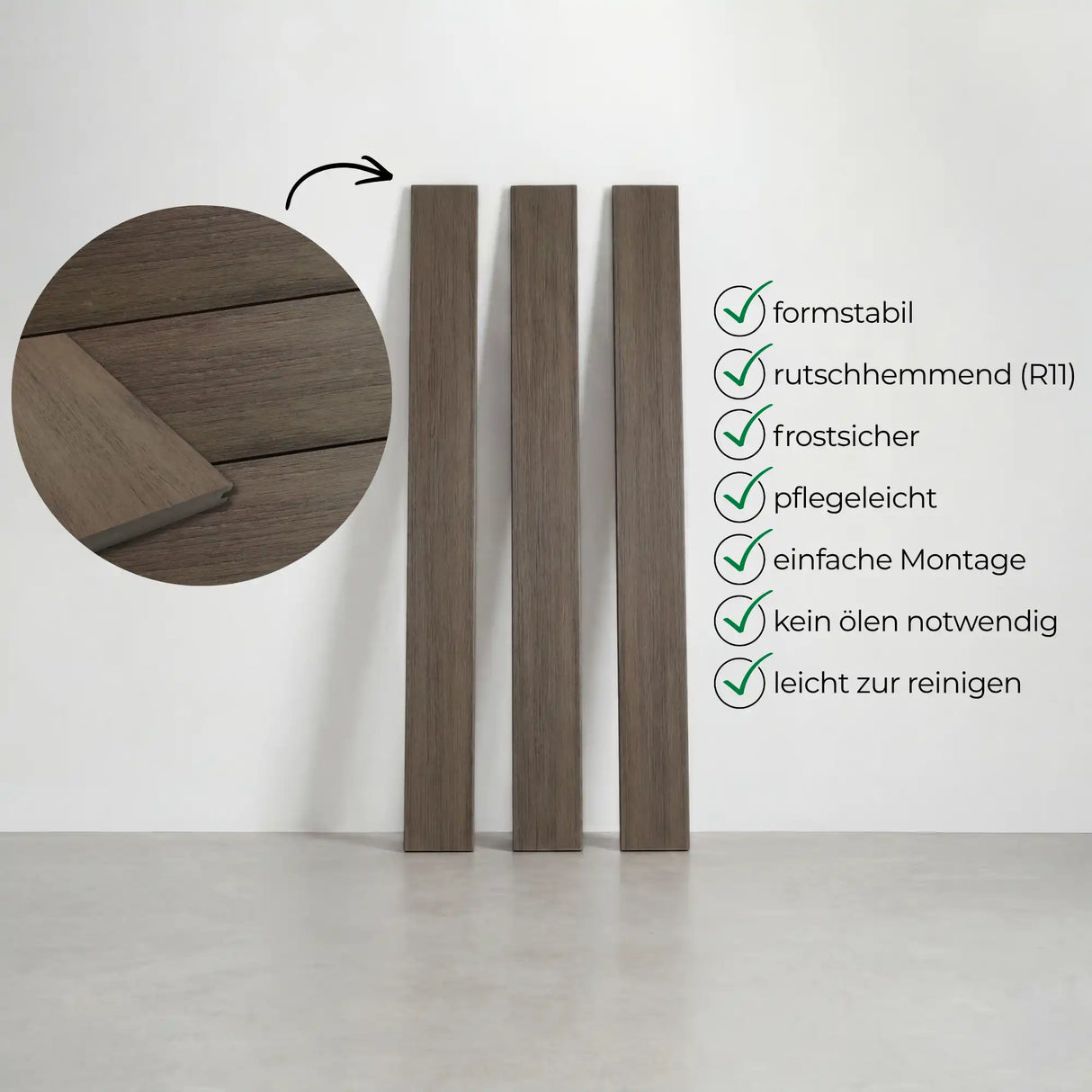 WPC Terrassendiele Massiv Antik Natur