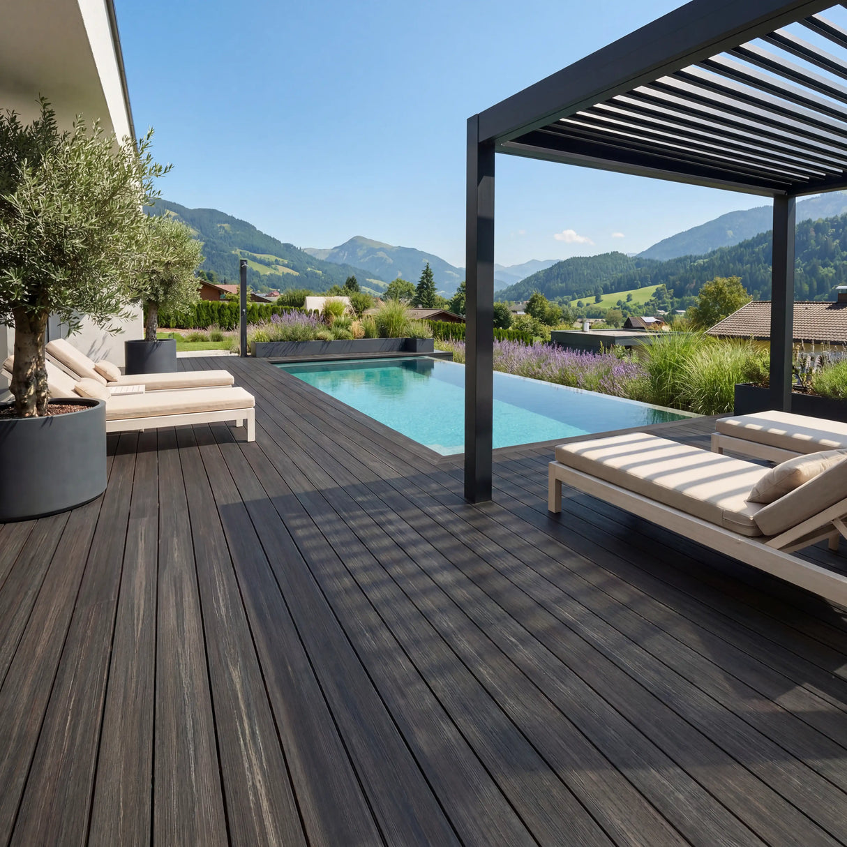 WPC Terrassendiele Massiv Antik Nero