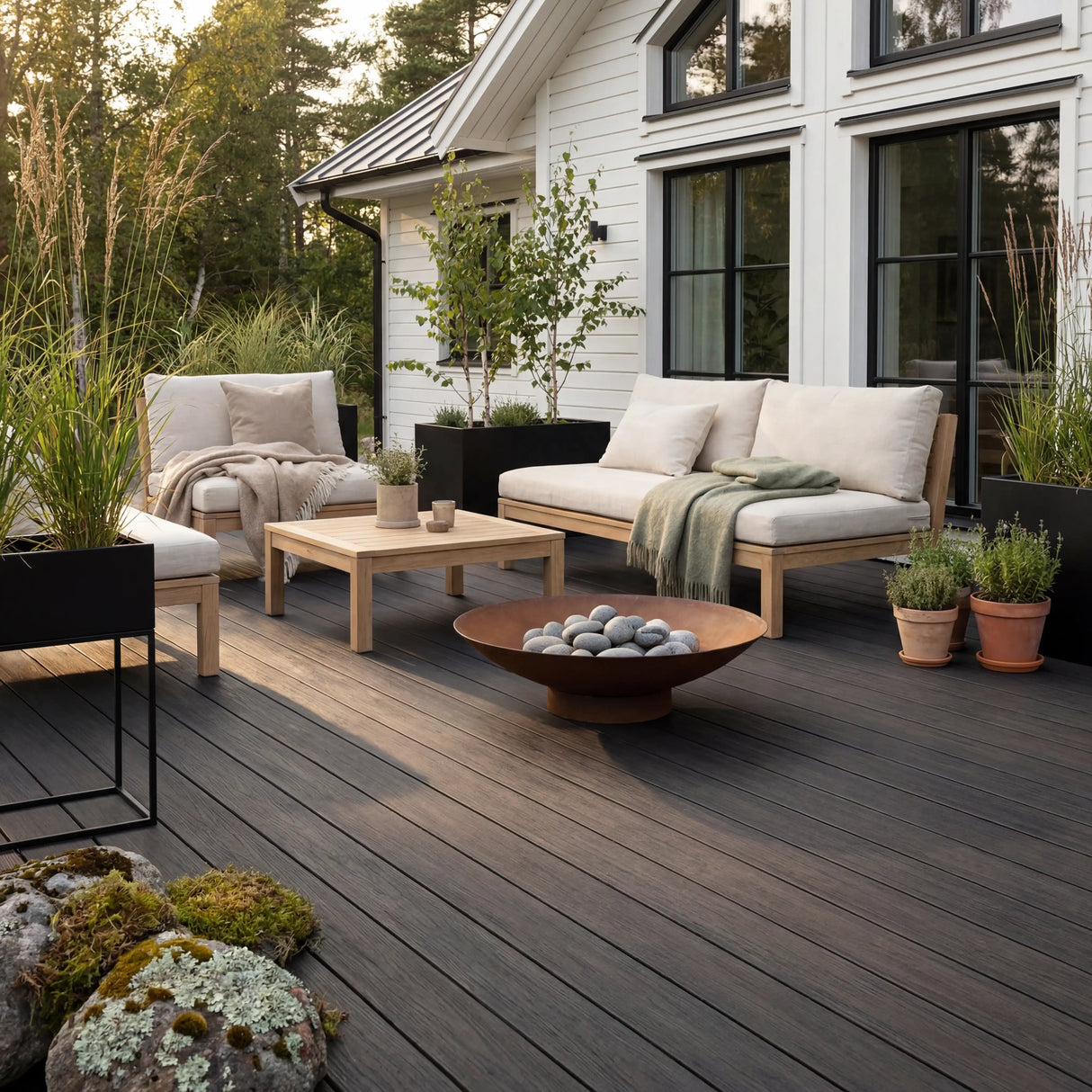 WPC Terrassendiele Massiv Antik Nero