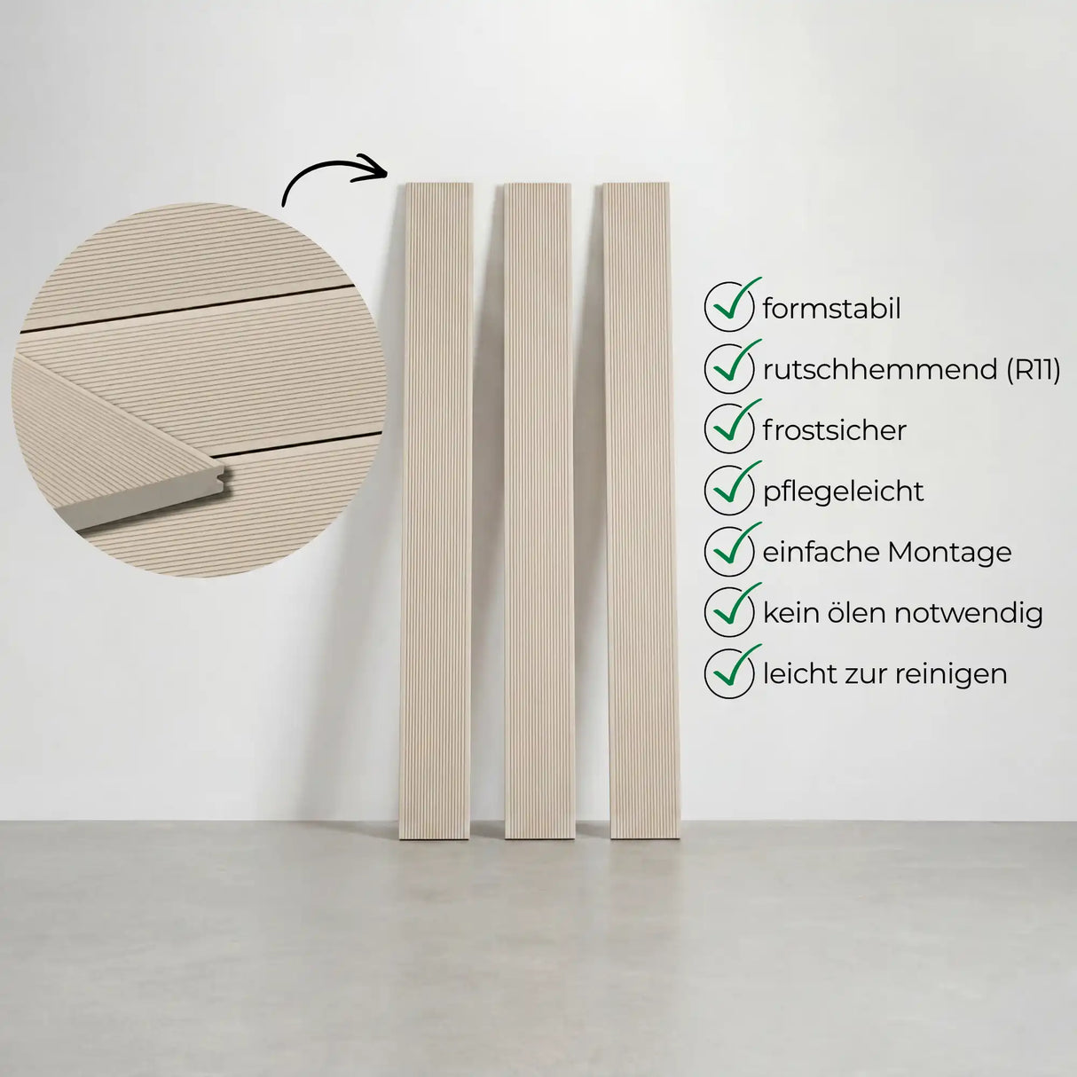 WPC Terrassendiele Massiv ECO Creme