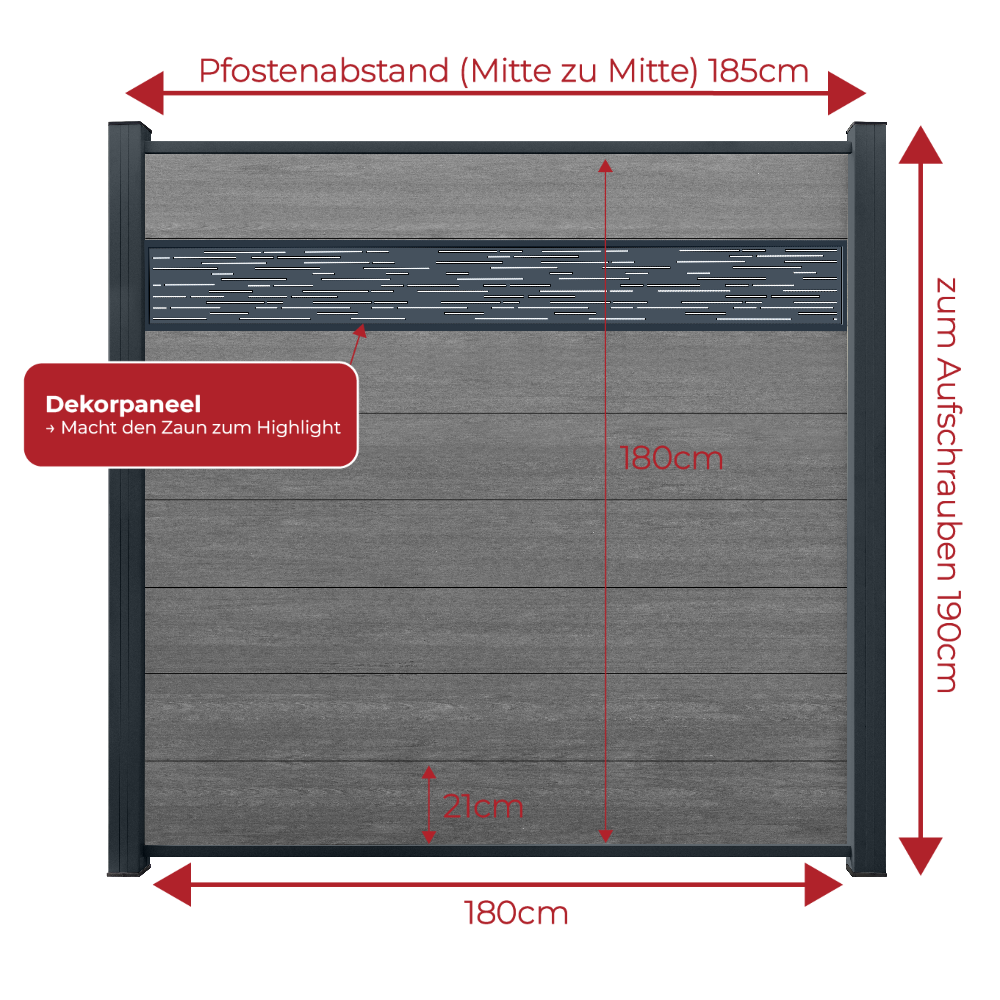 WPC Sichtschutzzaun ENZO Basalt - Style Anthrazit
