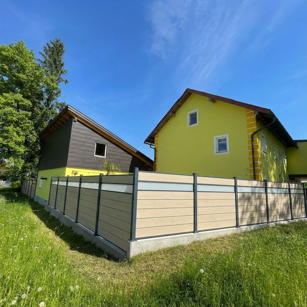 WPC Sichtschutzzaun ENZO Elfenbein - Style Anthrazit