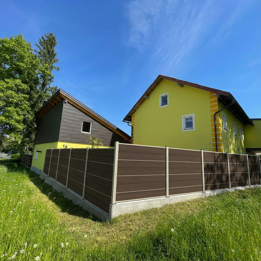 WPC Sichtschutzzaun ENZO Natur - Standard Seidengrau