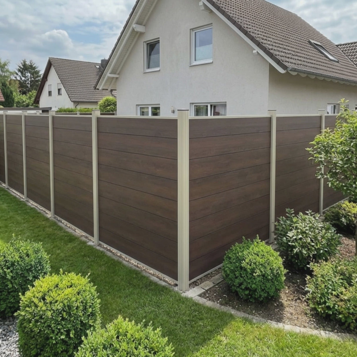 WPC Sichtschutzzaun ENZO Natur - Standard Seidengrau