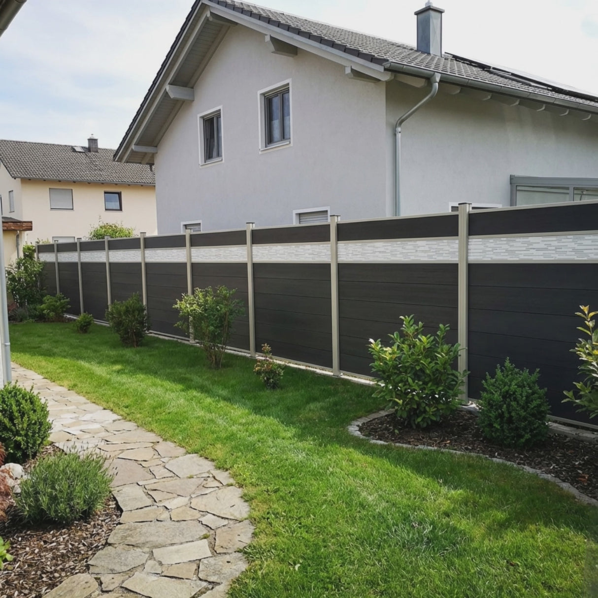 WPC Sichtschutzzaun ENZO Nero - Style Seidengrau