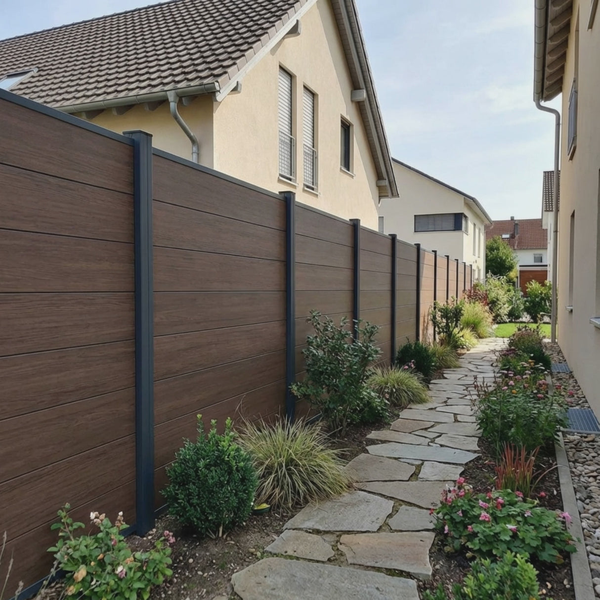 WPC Sichtschutzzaun ENZO Natur - Standard Anthrazit