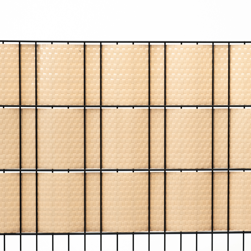 Sichtschutzstreifen Beige Rattan für Doppelstabmattenzäune 255cm